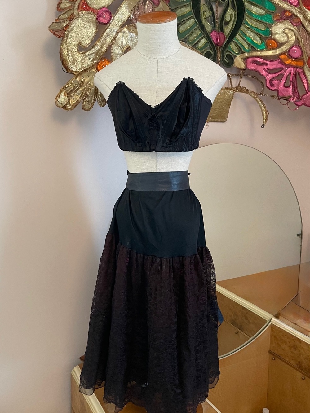 Black  Satin 1950s Bullet Bra